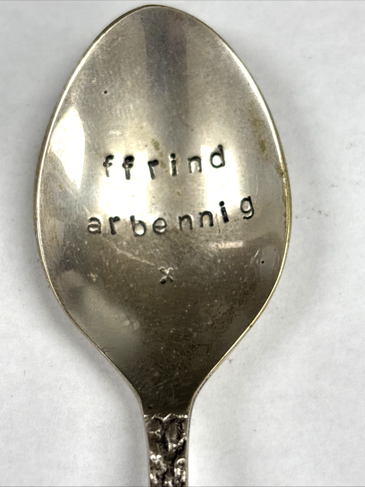 Vintage Welsh Souvenir Spoon Ornate FFRIND ARBENNIG “Special Friend” 5 1/2”