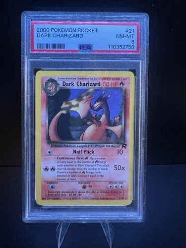 2000 WIZARDS POKEMON TEAM ROCKET DARK CHARIZARD HOLO 21/82 PSA 8
