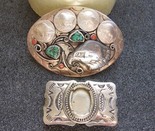 2 Vintage Silver Southwest Belt Buckles