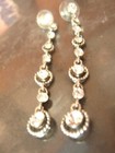 Crystal Rhinestone Drop Dangle Chain Earrings Silver Tone 3 inch