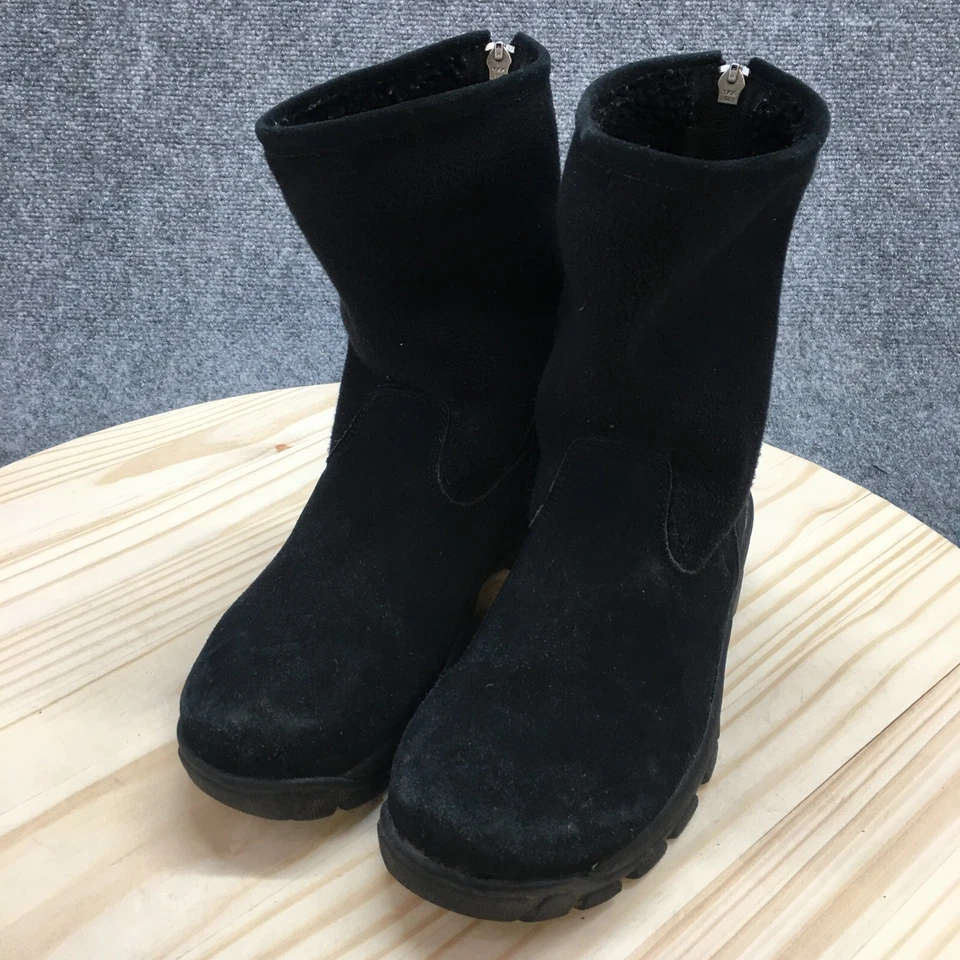 Botas Lands End femininas 6 B Marinac panturrilha média inverno neve 93160 camurça preta zíper - Imagem 4 de 4