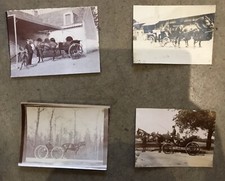 Lot 4 photos XIXe Attelages Calèche Cheval Voiture, hippomobile 19th Horse