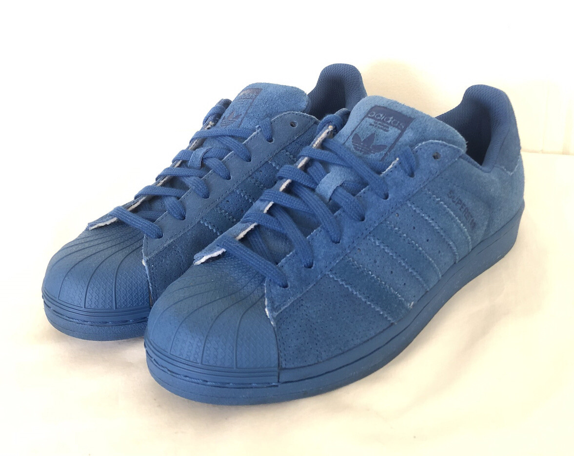 Ambientalista Gallo Bebida New Adidas ￼Superstar Blue Suede Shell Toe Perforated SZ 7.5 Mens Womens  8.5￼ | eBay