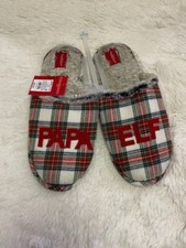 Wondershop Papa Elf Christmas Plaid Faux Fur Lined Men  s Slippers Large 11-12 