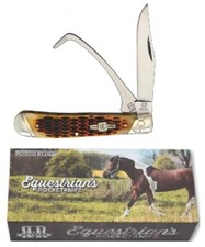 Equestrian pocket knife Trapper bone handle Farriers Horse Hoof pick