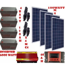 KIT FOTOVOLTAICO 3KW GIORNALIERO INVERTER 6000W PANNELLO ENERGIA batteria 120AH