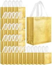 80 Pieces Gift Bags Set Glossy Reusable Tote Bags With Handles Grocery Bags For 