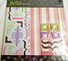 Scrapbook Page Kit BELLA Pattern Pink Green Girlfriends 12 x 12 Sheets
