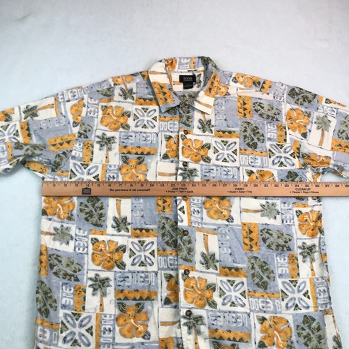G. Bass & Co. Shirt Mens XL Blue Yellow Aloha Camp Hawaiian Floral Casual - Picture 7 of 14