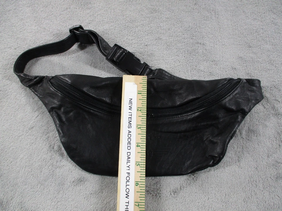 VTG Compagnie Internationale Express Fanny Pack Waist Bag Black Leather Adult EC - Imagem 3 de 4