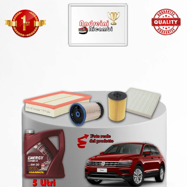 Set Service 4 Filter Und ÖL VW Tiguan II 1.6 Tdi 85KW 115CV Von 2016--image