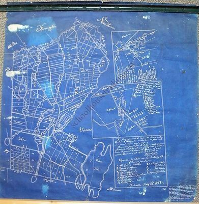 1838/1947 Blueprint/Map Chesterville Maine By Oliver Sewall Lots, Ponds, Names