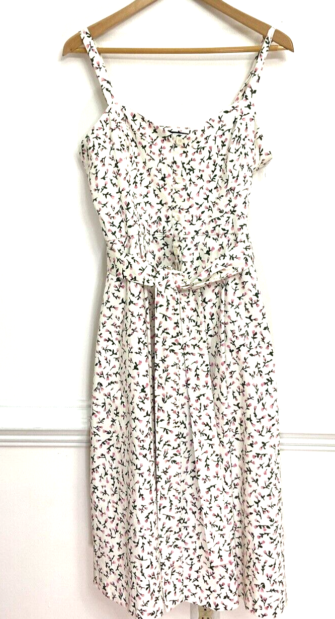 Rachel Roy Women's Size 14 White Pink Floral Button Front Cotton Sundress-image