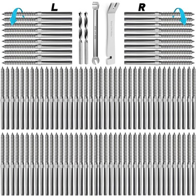 100 Pack T316 Stainless Steel Right&left Handed Thread Swage Lag Screws For Wood