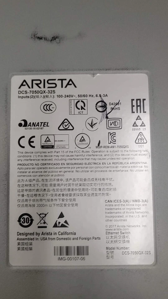 Interruptor de flujo de aire delantero a trasero Arista DCS-7050QX-32S 32x 40GBQSFP+ y 4xSFP+ (rojo) Foto 4 de 4