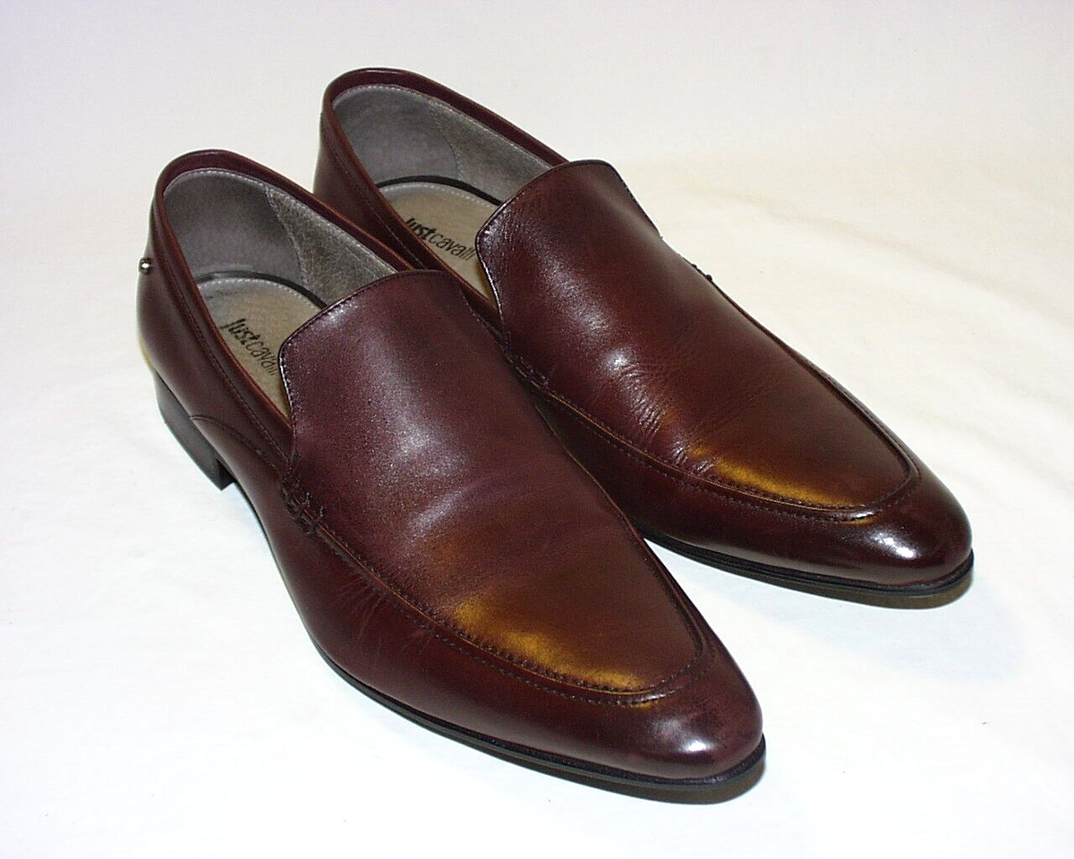 Just Cavalli Men\'s Leather Pointed Toes Slip-On Loafers Size 9 (42) Brown Just Cavalli Z1014* Men main image 2