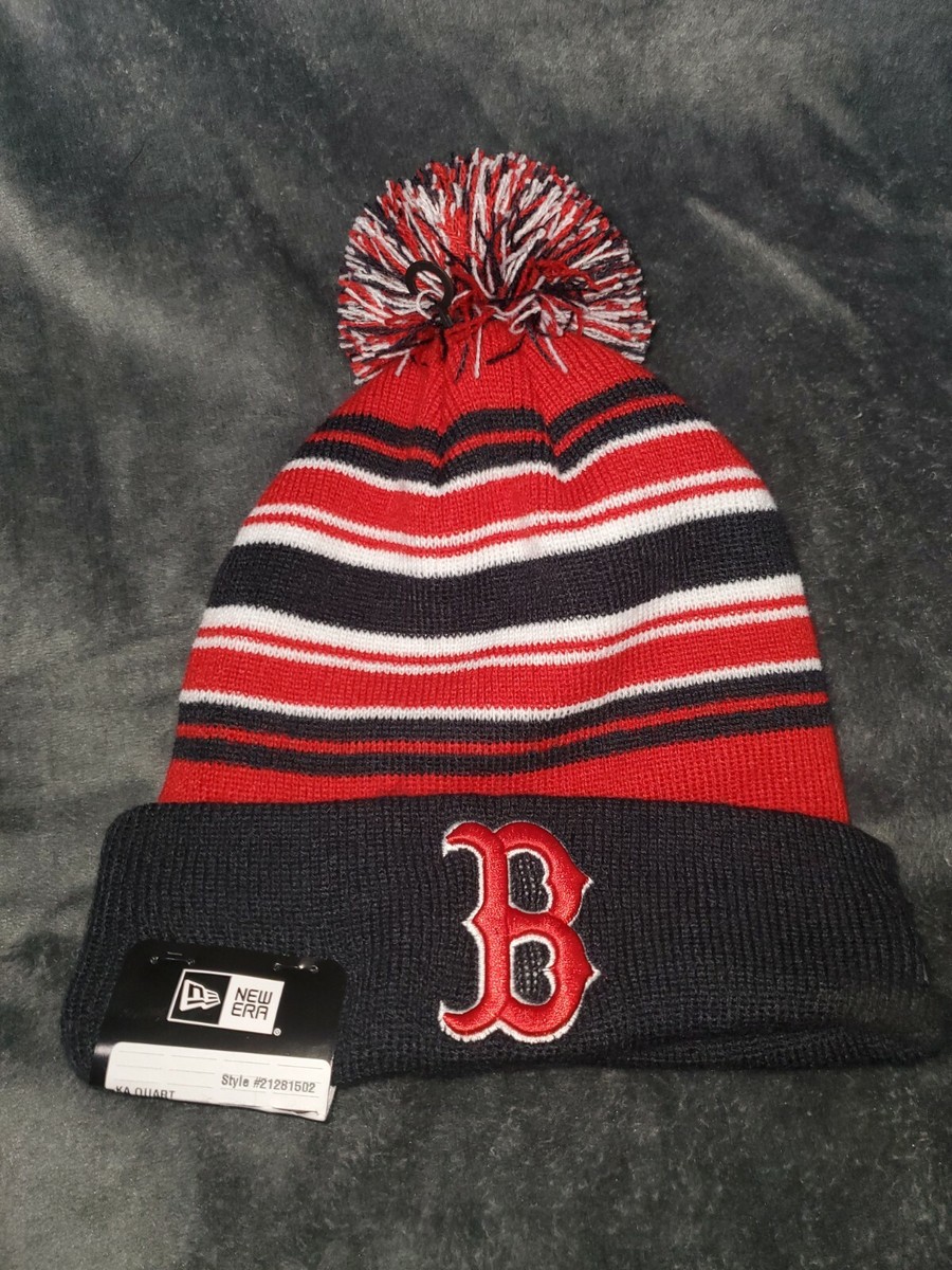 pon2付 ビーニー/ニットキャップ★New Era x MLB Boston Red Sox NEW ERA MLB BOSTON RED SOX POM BEANIE STRIPED ADULT HAT BLUE