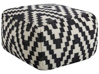 Moderne Quadratische Ottomane Wolle 56 X 56 Cm Schwarz / Weiß Knidos