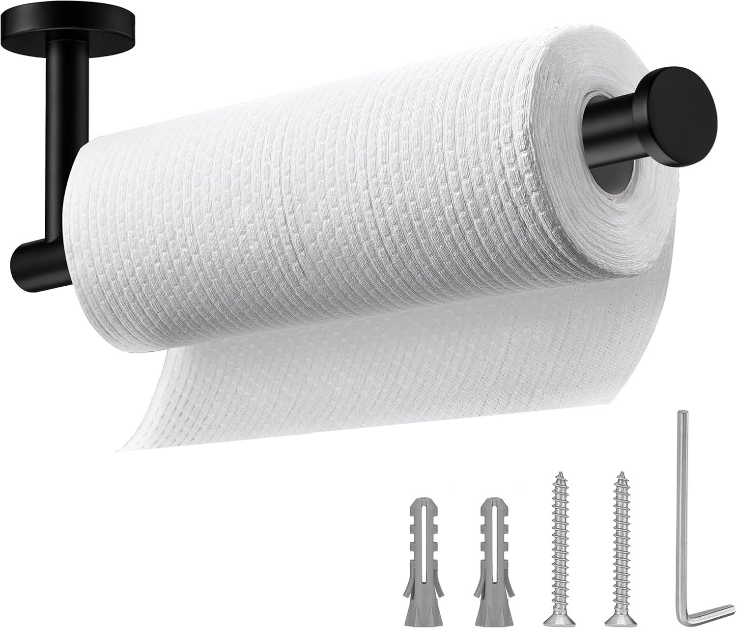 Matte Black Under Cabinet Paper Towel Holder Wall Mount Rack