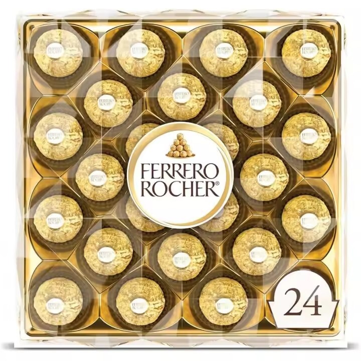 24 Ferrero Rocher Bombones Praliné de Chocolate, 300g caja diamante para regalo