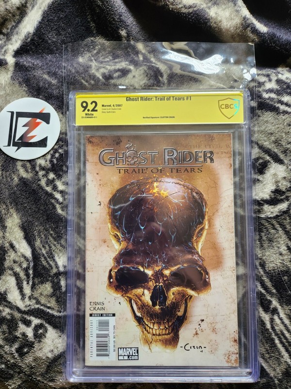 Ghost Rider Trail of Tears #1 CBCS 9.2, signed by Clayton Crain!! Skull cover!💀