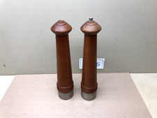 Vintage Japan Napco Tall Wood Salt Shaker And Pepper Grinder Set