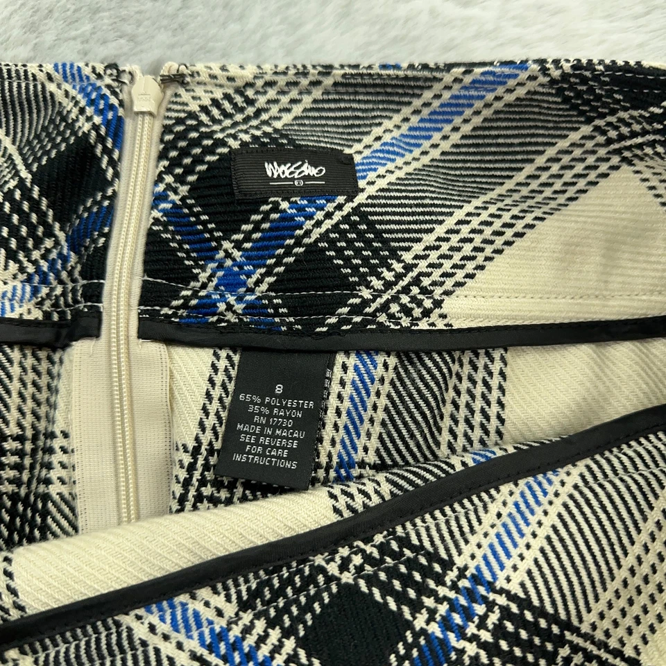 Falda Mossimo Mujer 8 Azul Crema Negro Pliegues a Cuadros Preppy Academia Oficina Trabajo Foto 3 de 4