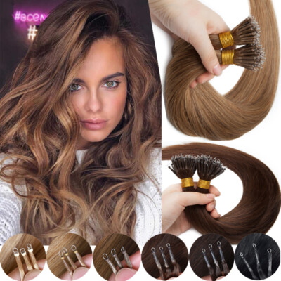 200G Nano Ring 100% Human Remy Hair Extensions NANO Loop Beads I Tip Thick AAAAA