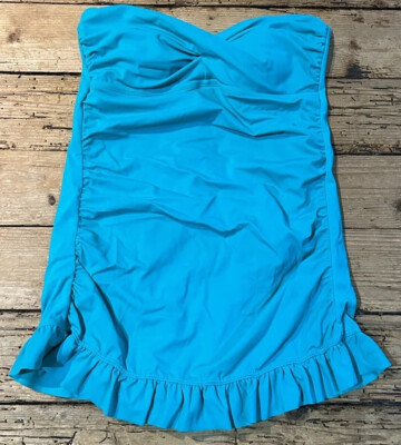 Jantzen Women s Size 6 One Piece Teal Ruffle & Ruched Bathing suit