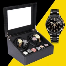 Automatic Rotation Watch Winder Luxury Storage Box Leather Wood Display Case 4+6