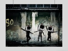 BANKSY STREET GRAFFITI ARTIST POSTER TV HEADS WALL ART PRINT-A3 A4 SIZE