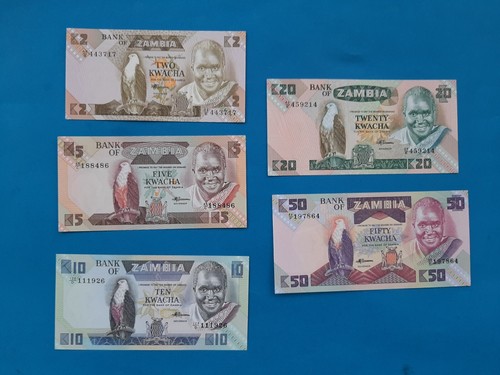 1 x 2+5+10+20+50 Kwacha Sambia / guter Zustand / Geldschein Banknote