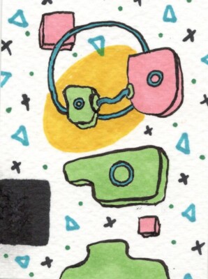 ACEO Original Art - Space Face 2 - abstract expressionism card Ooak Kiefer Moore