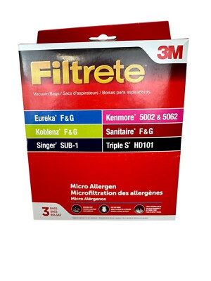 FILTRETE 3M Bags Eureka & Sanitaire F&G, Kenmore 5002/5062, Singer Sub1