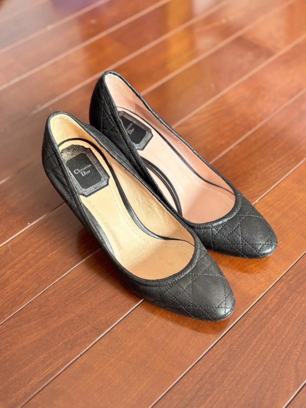 Escarpins Christian Dior talon cuir matelassé noir EU36,5/US6,5 39954c