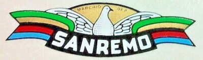 SAN REMO rainbow dove 1/2 x 2'' vinyl sticker pair Italian wheel rim manufacturer