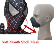 Black Spiderman Mouth Faceshell Non-Toxic Rubber Spider-man Breathing Half Mask