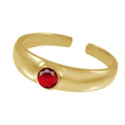 10k Yellow Gold Birthstone CZ Toe Ring Ruby Red July | eBay