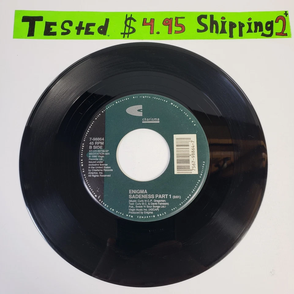 Enigma "Sadeness" 45 Vg+ Tested Rare Jukebox "Sadeness" Meditation Mix 1990 Foto 4 de 4