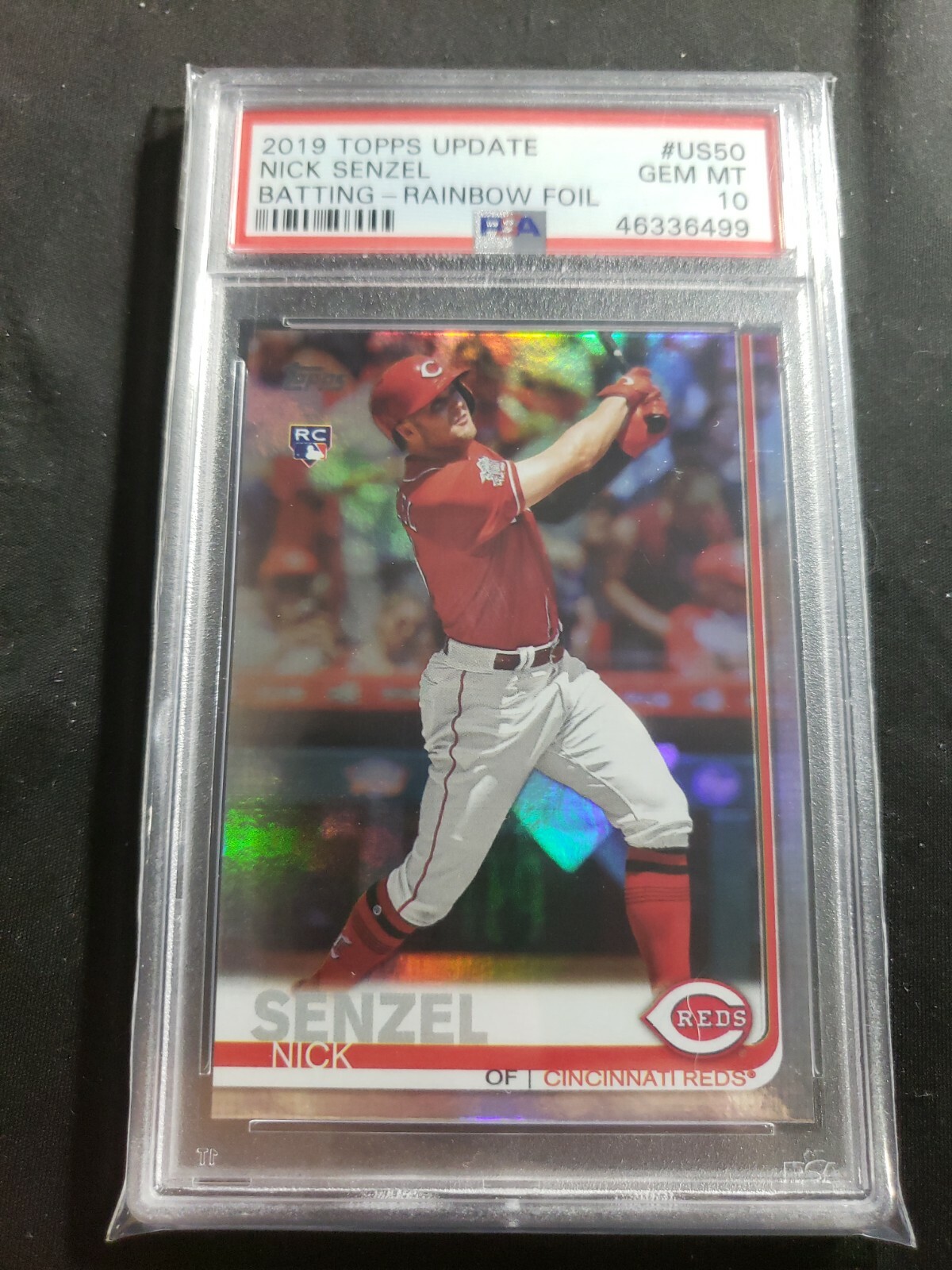 2019 Topps Update US50 Nick Senzel Rainbow Foil batting PSA 10 Rookie