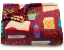 BOOK CLUB Books Wine Reading 5x6' Oversized Plush THROW BLANKET The Big One New 
