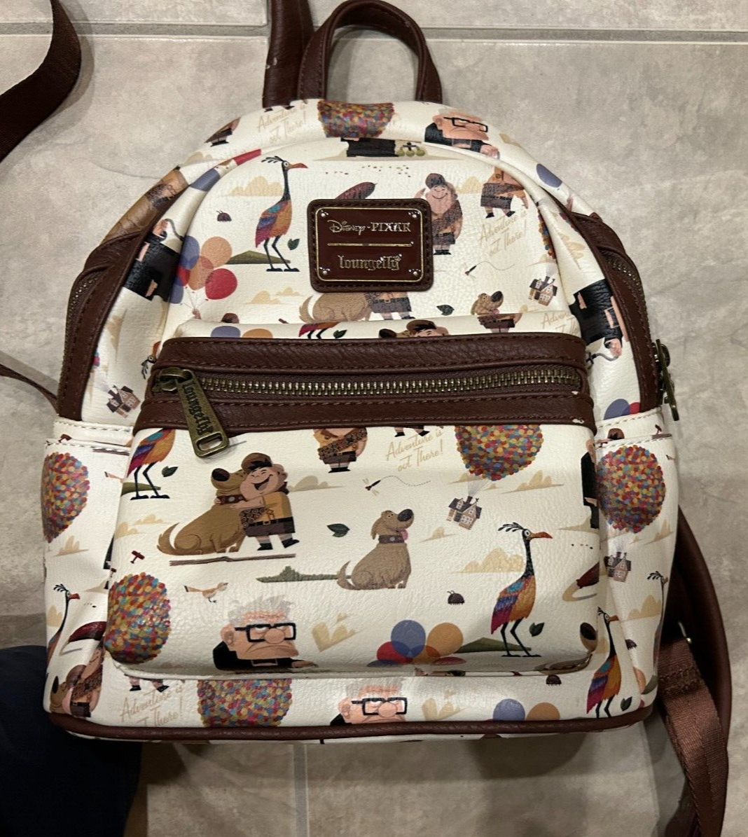 Disney Parks Exclusive Loungefly Up White Brown Mini Backpack Bag
