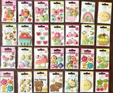 YOU CHOOSE - FLOWER GARDEN BUTTERFLY KISSES Doodlebug Doodle-Pops 3D Sticker