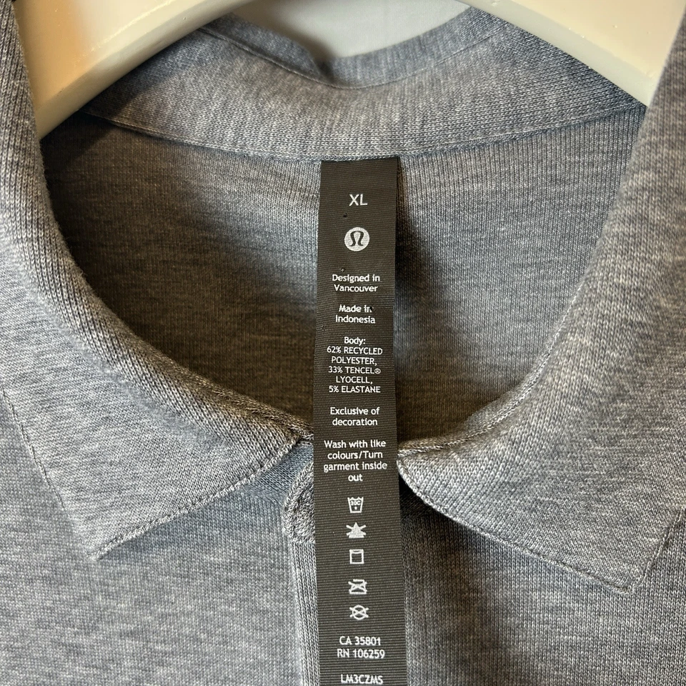 Lululemon Shirt Mens XLarge Gray Overshirt Button Down Soft Knit Zip Pockets - Image 4 of 4
