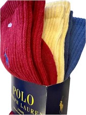 Polo Ralph Lauren Men's Ribbed Cushion Foot Crew Socks 3-Pack 10-13
