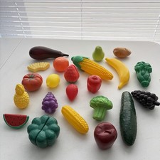22 Piece Lot Pretend Play Kids Plastic Vegetables Fruit Plastic Food