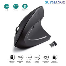 Ergonomic Vertical Wireless Mouse 2.4GHz Optical Mice 6 Buttons 3 DPI for PC Lap