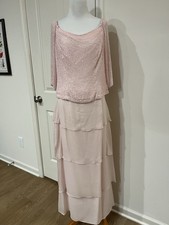 Vintage Jovani 2 Piece Formal Dress 12p Strapless Blush Pink