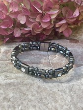 100 Magnetic Hematite BRACELET ANKLET 2 row Mens Womens