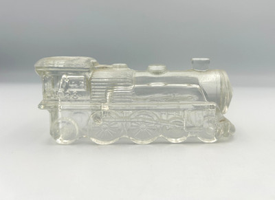 Vintage 1940s Clear Glass Locomotive Train Engine Candy Container Stough #1028